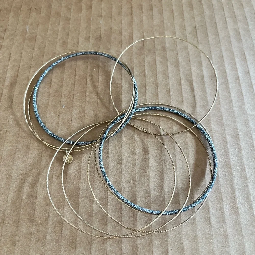 925 Bracelet Italy Glittery Silver and Gold Plated 6”